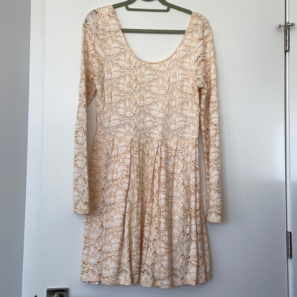 Cream floral lace free people dress